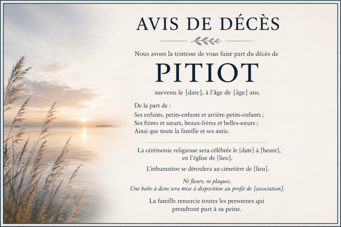 Avis de décès Pitiot